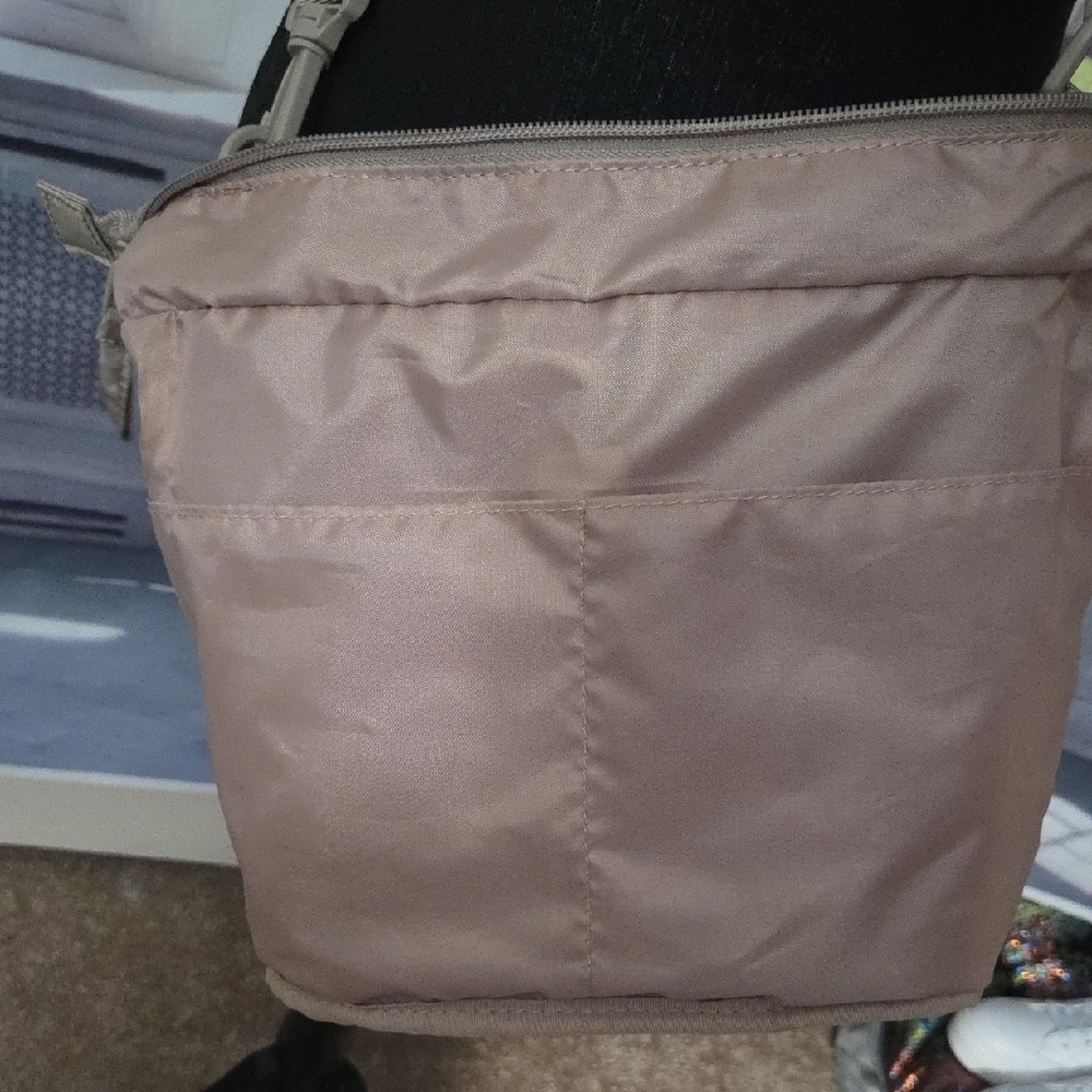 Quilted Taupe Crossbody Bag with Adjustable Strap - Picture 6 of 13